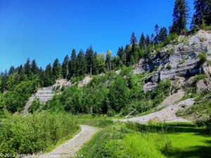 Eroding banks of Stoltz Bluff on the Cowichan River