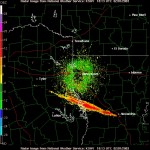 Radar showing the shuttle debris' re-entry over Texas & Louisiana