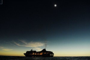 The Paul Gauguin in the Coral Sea during a Total Solar Eclipse