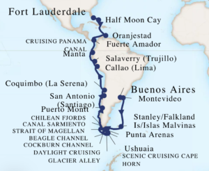 2020 South America Cruise route map