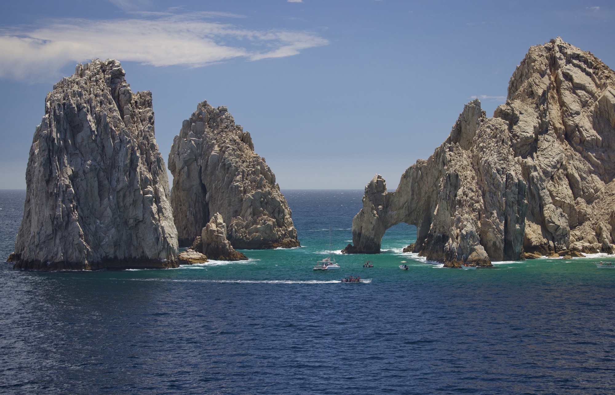 El Arco - Cabo's famous beaches and rocks as the ship leaves port. Aboard the Nieuw Amsterdam, Cabo San Lucas