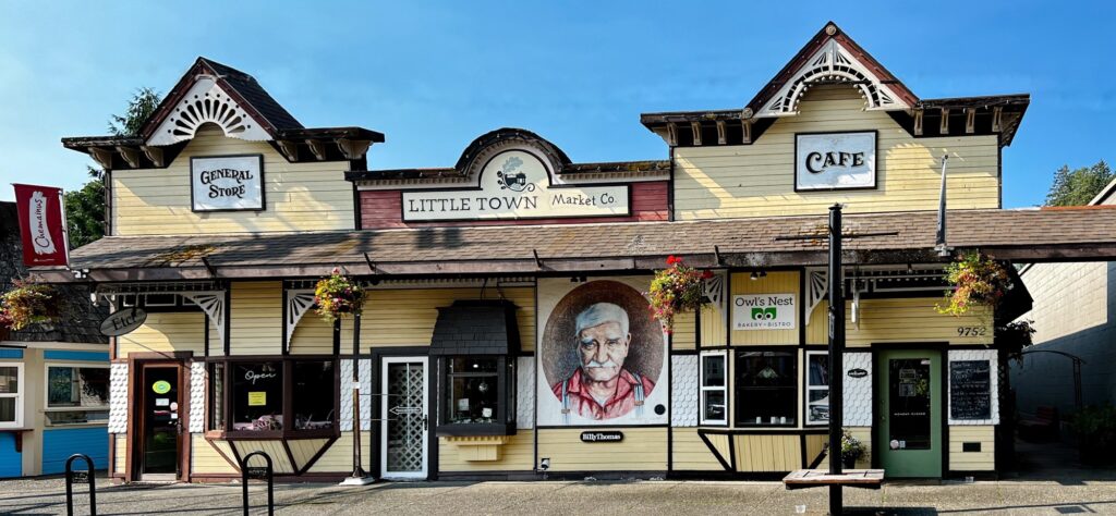 Little Town Market Co, General Store & Cafe with Billy Thomas mural in Chemainus.